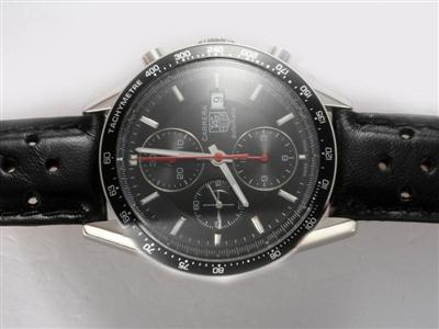 Tag Heuer Carrera Chronograph Black Dial And Bezel-Deployment Buckle Replica Watch TAG5354