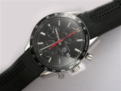 Tag Heuer Carrera Chronograph Black Dial And Bezel-Rubber Strap Replica Watch TAG2864