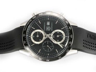 Tag Heuer Carrera Chronograph Black Dial-Deployment Buckle Same Chassis As 7750-High Quality Replica Watch TAG3858