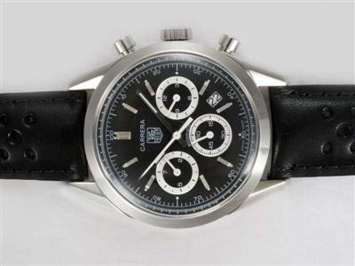 Tag Heuer Carrera Chronograph Black Dial-Deployment Buckle Same Chassis As 7750-High Quality Replica Watch TAG4214