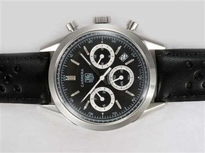 Tag Heuer Carrera Chronograph Black Dial-Deployment Buckle Same Chassis As 7750-High Quality Replica Watch TAG7011