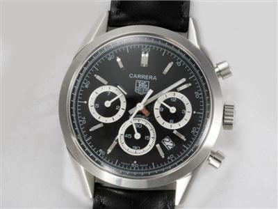 Tag Heuer Carrera Chronograph Black Dial-Deployment Buckle Same Chassis As 7750-High Quality Replica Watch TAG7011