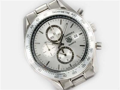 Tag Heuer Carrera Chronograph Silver Dial Replica Watch TAG2695