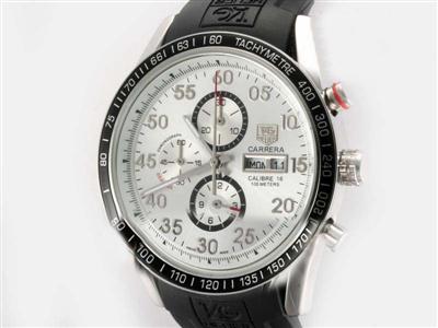 Tag Heuer Carrera Silver Dial-Rubber Replica Watch TAG4051