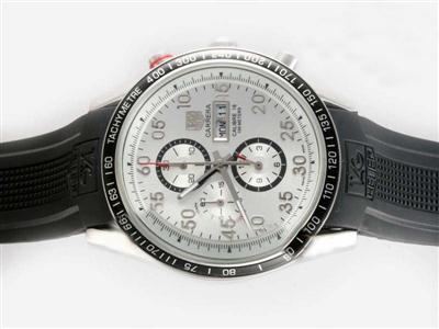 Tag Heuer Carrera Silver Dial-Rubber Replica Watch TAG4051