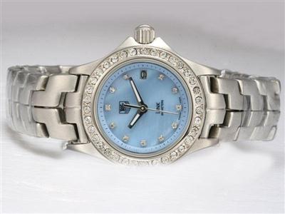 Tag Heuer Link Diamond Bezel And Marking With Blue Dial Lady Size Replica Watch TAG3041