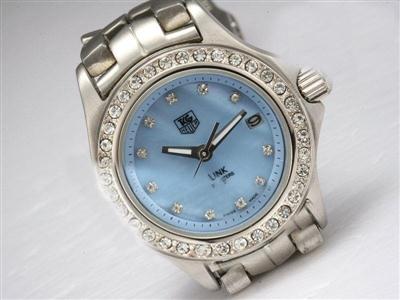 Tag Heuer Link Diamond Bezel And Marking With Blue Dial Lady Size Replica Watch TAG3041