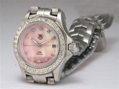 Tag Heuer Link Diamond Bezel And Marking With Pink Dial Lady Size Replica Watch TAG5727