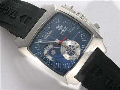Tag Heuer Monaco Monza Blue Dial-Rubber Strap Replica Watch TAG7348