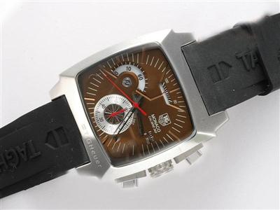 Tag Heuer Monaco Monza Brown Dial-Rubber Strap Replica Watch TAG5566