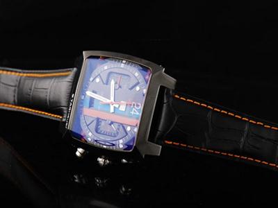 Tag Heuer Monaco Monza PVD Case With Black Dial And Black Leather Strap Replica Watch TAG8909