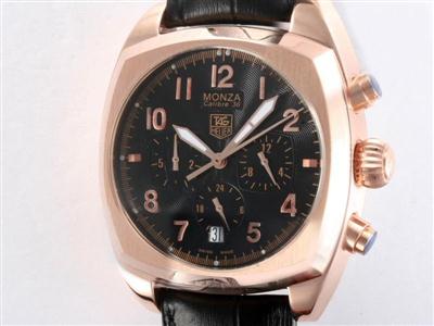Tag Heuer Monaco Monza Rose Gold Case With Black Dial Same Chassis As 7750-High Quality Replica Watch TAG3306