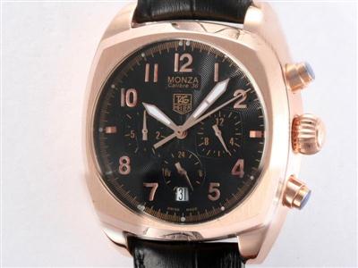 Tag Heuer Monaco Monza Rose Gold Case With Black Dial Same Chassis As 7750-High Quality Replica Watch TAG3493