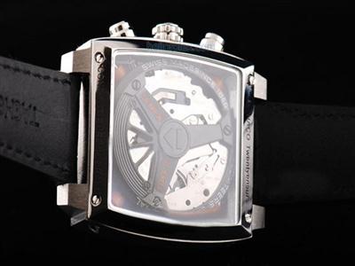 Tag Heuer Monaco Monza Silver Case With Silver Dial And Black Leather Strap Replica Watch TAG4462