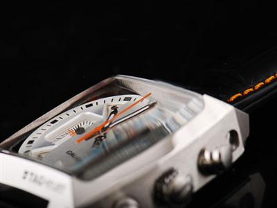 Tag Heuer Monaco Monza Silver Case With Silver Dial And Black Leather Strap Replica Watch TAG4462