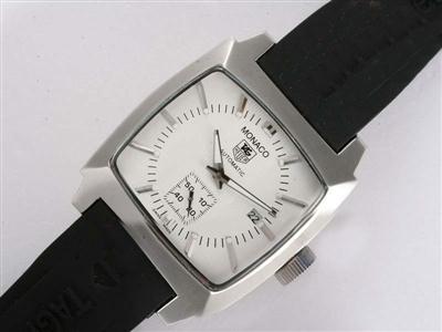 Tag Heuer Monaco Monza White Dial-Rubber Strap Replica Watch TAG3800