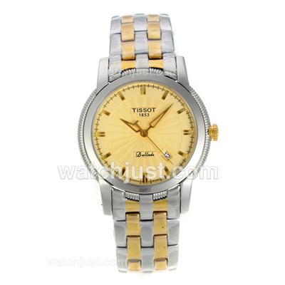 Tissot Ballade Two Tone Stick Markers with Golden Dial-Sapphire Glass