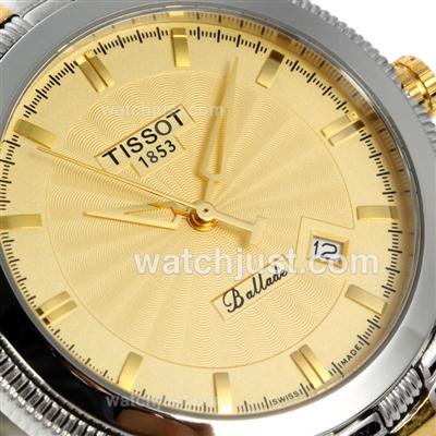Tissot Ballade Two Tone Stick Markers with Golden Dial-Sapphire Glass