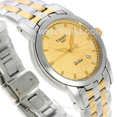 Tissot Ballade Two Tone Stick Markers with Golden Dial-Sapphire Glass