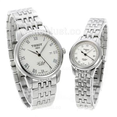 Tissot Le Lode Roman Marker with White Dial-Sapphire Glass S/S-Couple Watch