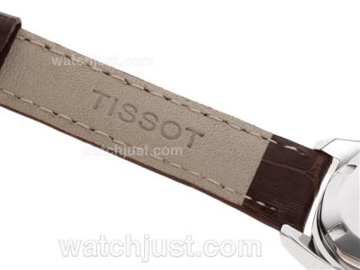 Tissot PRC100 Working Chronograph Diamond Bezel Brown Dial with Leather Strap-Lady Size