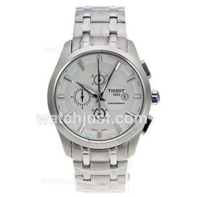 Tissot PRC200 Working Chronograph White Dial with Stick Markers S/S