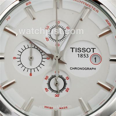 Tissot PRC200 Working Chronograph White Dial with Stick Markers S/S