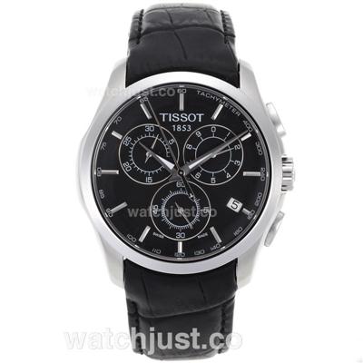 Tissot PRC200 Working Chronograph with Black Dial-Leather Strap