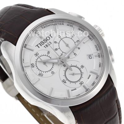 Tissot PRC200 Working Chronograph with White Dial-Leather Strap
