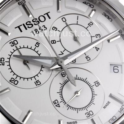 Tissot PRC200 Working Chronograph with White Dial-Leather Strap