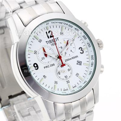 Tissot PRC200 Working Chronograph with White Dial S/S