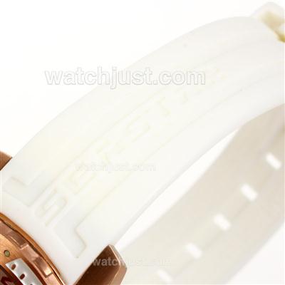 Tissot Seastar Rose Gold Case with White Dial-Rubber Strap