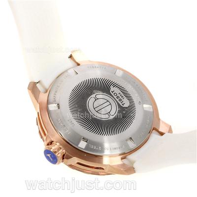 Tissot Seastar Rose Gold Case with White Dial-Rubber Strap