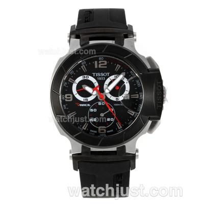 Tissot T-Race Automatic PVD Bezel with Black Dial-Black Rubber Strap