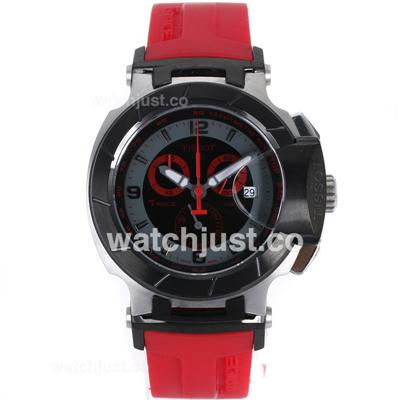 Tissot T-Race Working Chronograph PVD Bezel with Black Dial-Red Rubber Strap