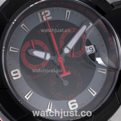 Tissot T-Race Working Chronograph PVD Bezel with Black Dial-Red Rubber Strap