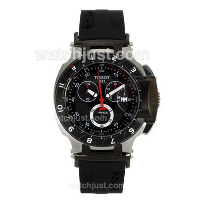 Tissot T-Race Working Chronograph with Black Dial-Black Rubber Strap