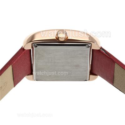 Tissot T Wave Rose Gold Case White Dial with Leather Strap-Lady Size