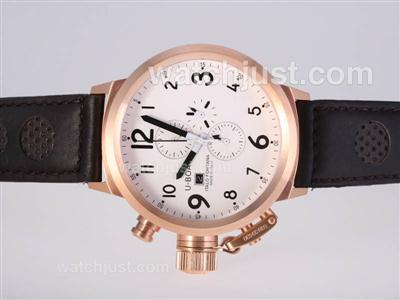 U-Boat Flight Deck 50MM Working Chronograph Rose Gold Case-Same Structure As 7750-High Qu