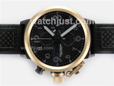 U-Boat FlightDeck Chronograph Swiss Valjoux 7750 Movement PVD Case Gold Bezel-Gray Marking