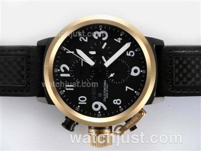 U-Boat FlightDeck Chronograph Swiss Valjoux 7750 Movement PVD Case Gold Bezel-White Marking