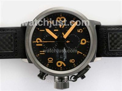 U-Boat FlightDeck Chronograph Swiss Valjoux 7750 Movement PVD Case with Black Dial-Orange Marking