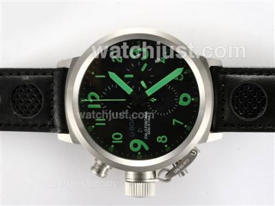 U-Boat FlightDeck Chronograph Swiss Valjoux 7750 Movement with Black Dial-Green Marking