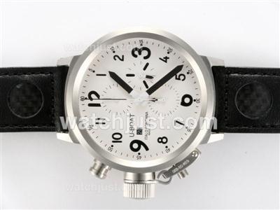 U-Boat FlightDeck Chronograph Swiss Valjoux 7750 Movement with White Dial-Black Marking