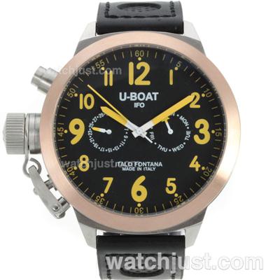 U-Boat IFO Italo Fontana Automatic Two Tone Case with Black Dial-Leather Strap