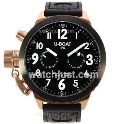 U-Boat Italo Fontana Automatic Rose Gold Case PVD Bezel with Black Dial-18K Gold Plated Movement
