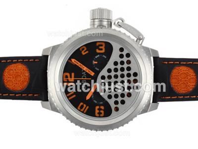 U-Boat Italo Fontana Tourbillon Automatic Black Dial with Orange Markers-Leather Strap