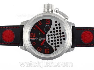 U-Boat Italo Fontana Tourbillon Automatic Black Dial with Red Markers-Leather Strap