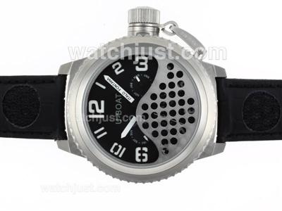 U-Boat Italo Fontana Tourbillon Automatic Black Dial with White Markers-Leather Strap