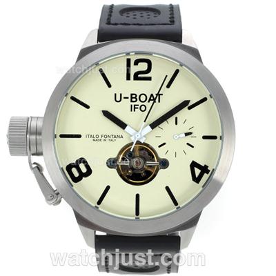 U-Boat Italo Fontana Tourbillon Automatic with Yellow Dial-Leather Strap